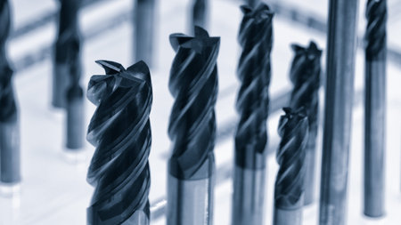 Metal cutter drill Titanium carbonitride TiCN coating industrial engineering concept.
