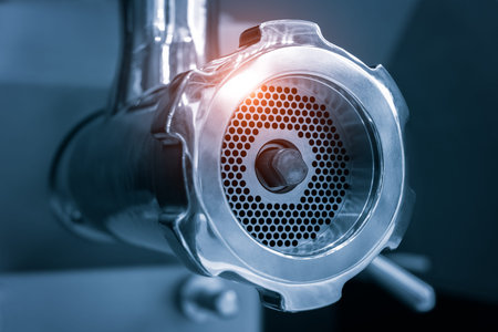 Industrial open mixer in food industry close-up