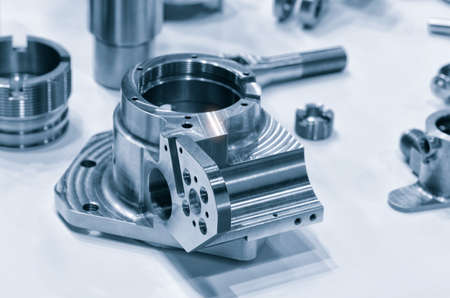 Many types of metal details industrial design background, engineering technology conceptの写真素材
