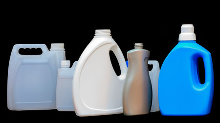 Different plastic bottles, for household chemicals or other liquids
