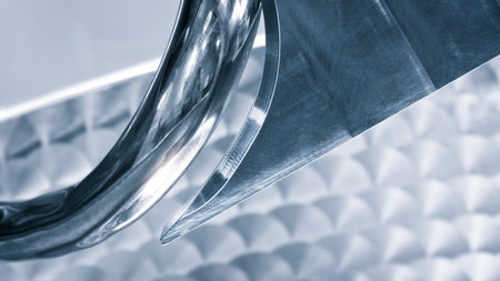 Industrial open mixer with knives in food industry close-up, food industry conceptの写真素材