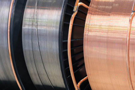 Coil of copper wire for welding tools and other industrial applicationsの写真素材