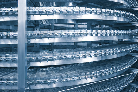 Metal tape belt of automatic conveyorの写真素材