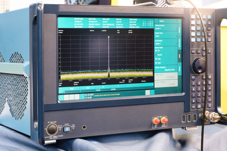 Modern mixed signal oscilloscope in laboratoryの写真素材
