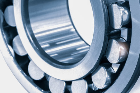 roller bearings on white background, blank for creativity close-up selective focusの写真素材