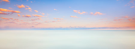 Beautiful sunset on the beach and sea - Vintage Filterの写真素材