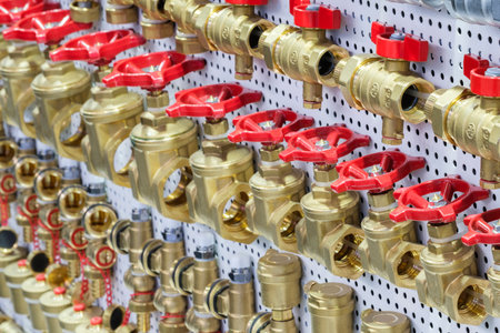 Plumbing fixtures and piping parts, brass connector water valve for pipe, Brass water valve, Brass water valveの写真素材