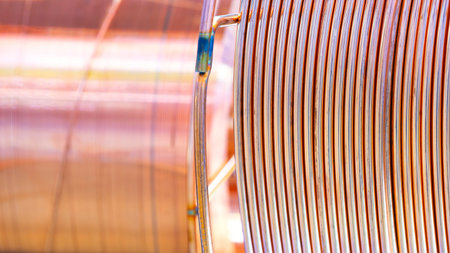 Coil of copper wire for welding tools and other industrial applications