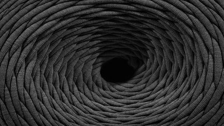 Balls of black wool, assortment of yarn on display in the store. Sale of yarn for knitting beautiful wool sweaters.の写真素材