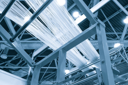 straight strands texture background, sewing equipment, loom equipment at a garment factoryの写真素材