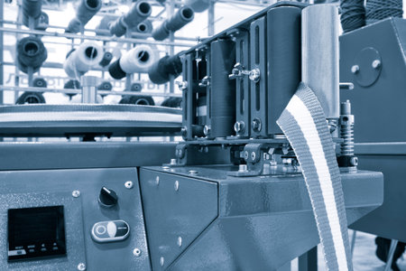 straight strands texture background, sewing equipment, loom equipment at a garment factoryの写真素材