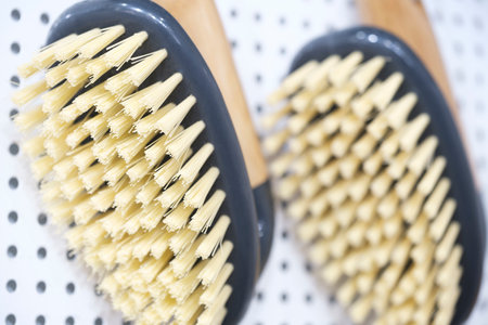 kitchen brushes hang in supermarketの写真素材