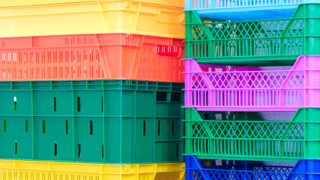 Colorful plastic boxes, logistics conceptの写真素材