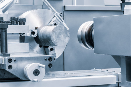 metal machine tool industry. CNC turning machine high-speed cutting is operation.