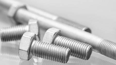 bolts and nuts on glassの写真素材