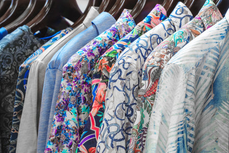 Summer women's dresses in the marketの写真素材