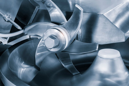 Industrial open mixer with knives in food industry close-upの写真素材