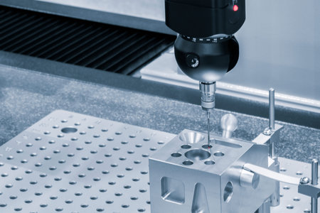 Quality control on milling CNC machine, coordinate measuring machine, Quality control machine Control on milling CNC machine, coordinate measuring machine, Quality control machine.の写真素材