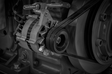 Diesel engine. Fragment of a diesel motor close-up. Engine details Diesel engine...