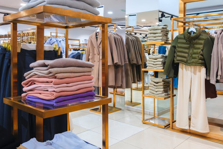 multicolor clothing in the store marketの写真素材