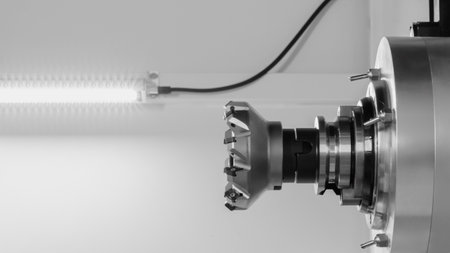 Manufacturing CNC professional lathe machine, Industrial concept.の写真素材