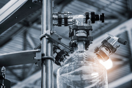 Chemical laboratory equipment, equipment for pharmaceutical production equipment close-up, apparatus...