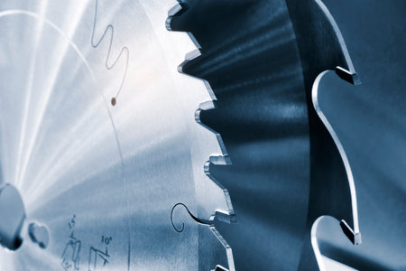 Toofh tip of circular saw blade close-up