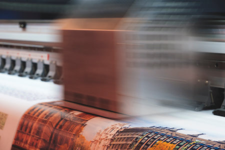 printer is printing a picture of a cityの写真素材