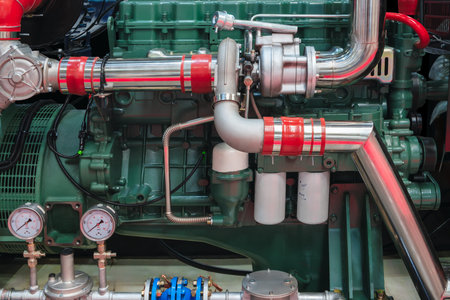 A car engine with a fan on the side