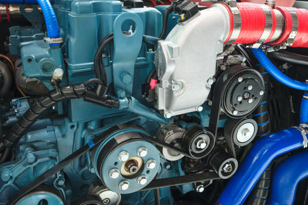 Diesel engine for truck or electric generator close up