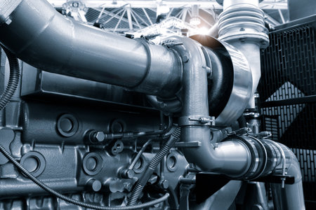 Diesel engine for truck or electric generator close upの写真素材