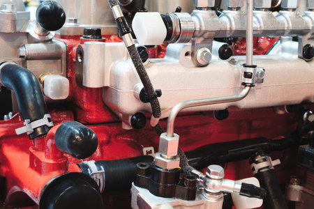 Diesel engine for truck or electric generator close up