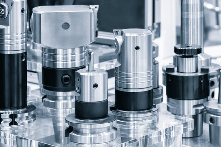 Industrial metalworking concept, milling cutter, metal cutter close up CNC cutters for metal....