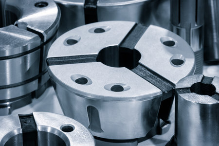 Metal tools for CNC machine, industrial concept precision metalworking concept backgroundの写真素材