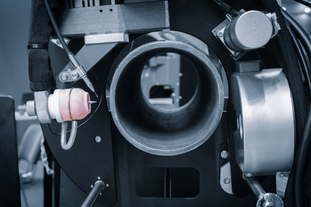 Machine for automatic cutting of metal pipes and rodsの写真素材