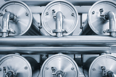 Machine for the production of dairy products with a series of metal stainless steel cylinders and...