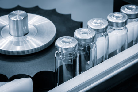 Glass ampoules for injection in a special container in a hospital or medical laboratoryの写真素材