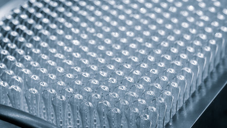 Glass ampoules for injection in a special container in a hospital or medical laboratoryの写真素材