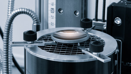 Lens manufacturing in modern laboratory.