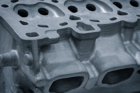 Close-up of a disassembled silver car engine auto service concept background