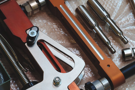 A toolbox with a variety of tools including a wrench and a screwdriver. Concept of organization and...