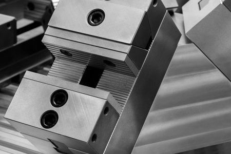 A pair of metal tools for fixing objects and metalworking. Industrial metal concept background