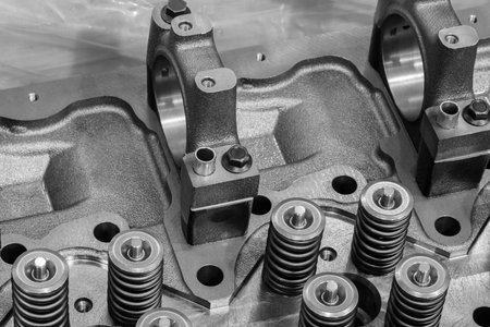 disassembled silver car engine auto service concept background.