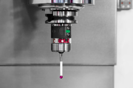 Tactile sensor of Coordinate Measuring Machine CMM, for testing the dimensions of parts, technology...