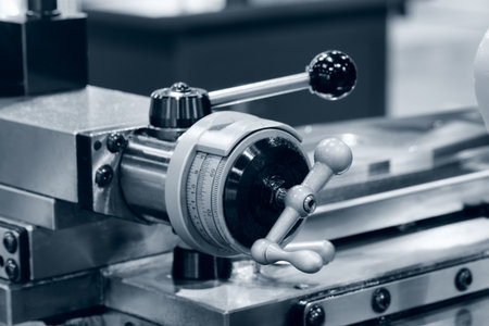 Ball screw drives for CNC machines on blue toneの写真素材