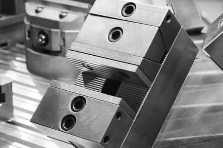 A pair of metal tools for fixing objects and metalworking. Industrial metal concept background
