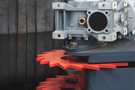 Industrial machine for sawing logs into boards at a woodworking factory