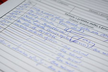 safety notepad with written important information. official sheet of paperの写真素材