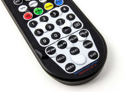Waterproof TV remote control isolated on white background の写真素材