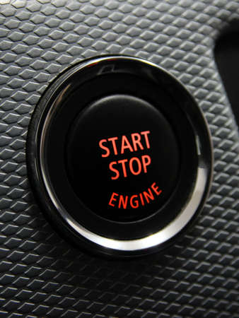 Start Stop engine button in sport car の写真素材